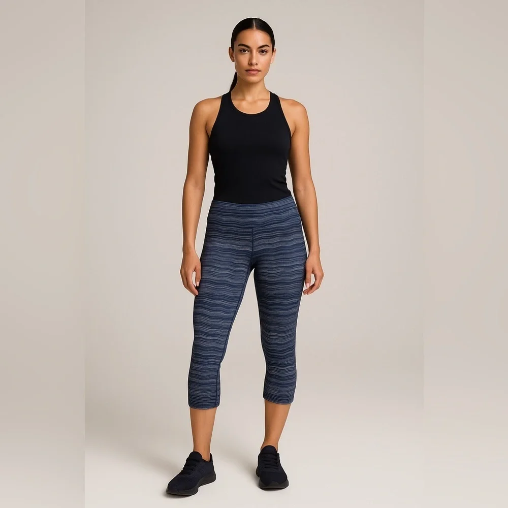 Lululemon Athletica Blue Gray Leggings with Heathered Pattern
